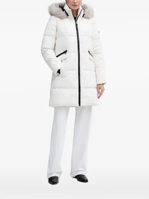 DKNY faux-fur-trim padded coat White DLEMPN25