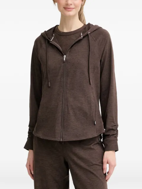 DKNY zip-up drawstring hoodie Brown DP6J9767