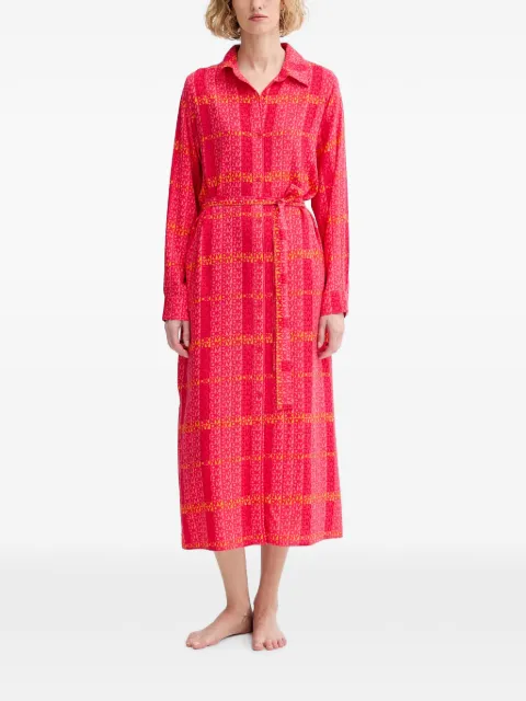 DKNY logo-print belted midi dress Pink YI00113