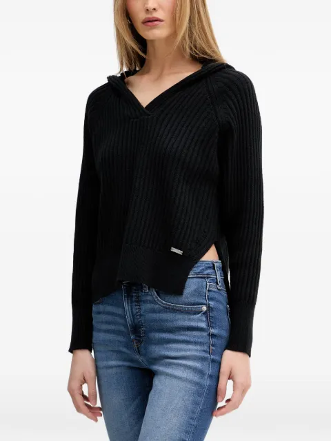 DKNY ribbed-knit hooded sweater Black DJ6R0174