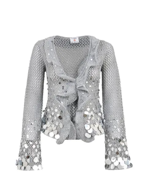 Casablanca sequin-embellished ruffled top Grey WSS26KW137901