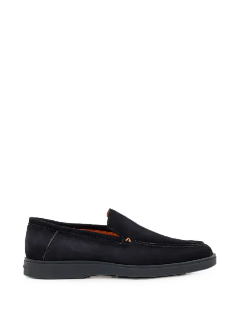Santoni suede almond-toe loafers Blue MGDG17824OOTBGEXU60