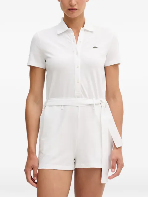 Lacoste logo-patch belted playsuit White EF1823