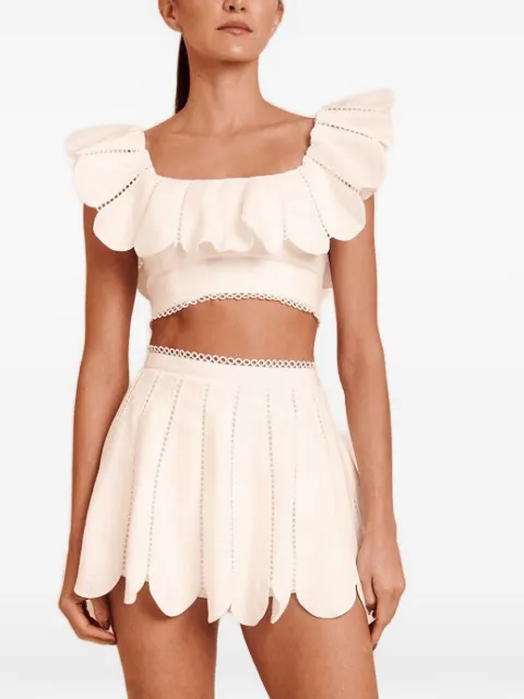AZULU Nela ruffled cropped top White PTWTOSS2610BLRTES01