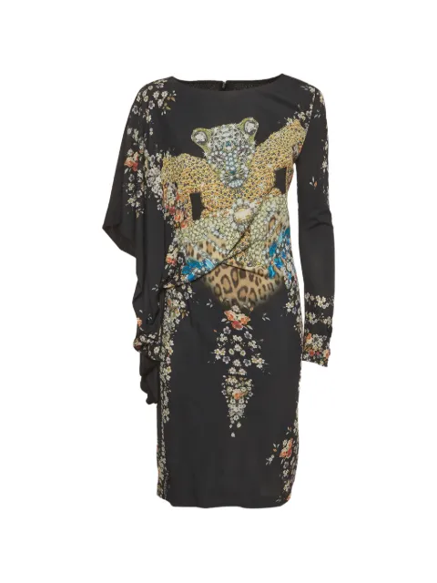 Roberto Cavalli Vintage Class animal-print draped midi dress Blue 1365125