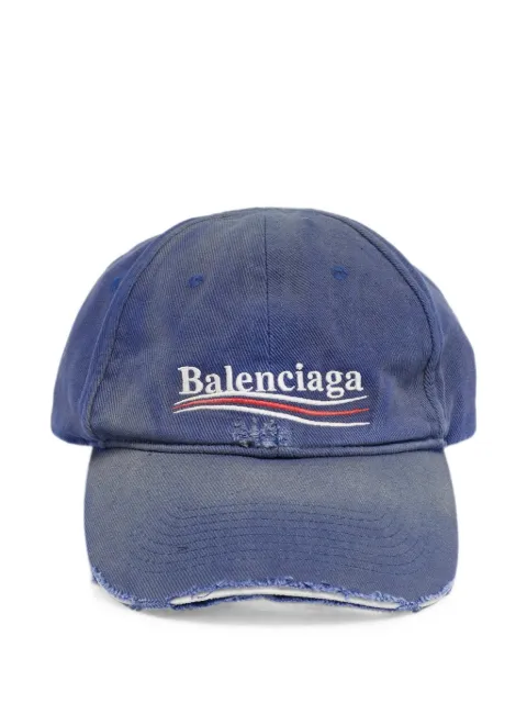 Balenciaga Pre-Owned Political Campaign distressed baseball cap Blue 1261044