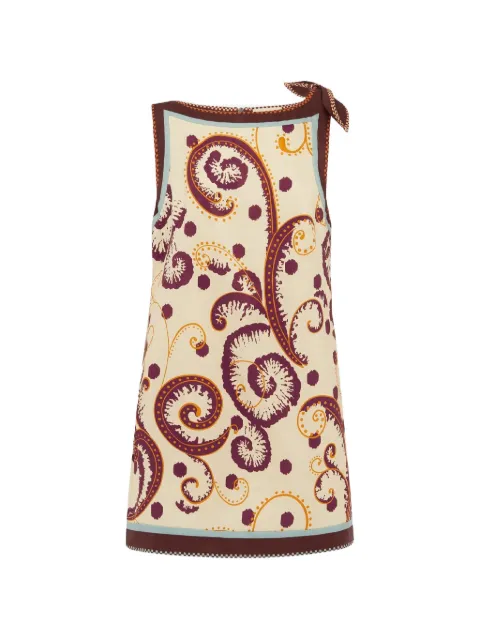 ALEMAIS Wilson paisley-print bow-detail mini dress Neutrals 6966D