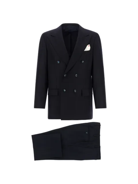 Kiton double-breasted peak-lapel suit Blue UA85TK0198I01001