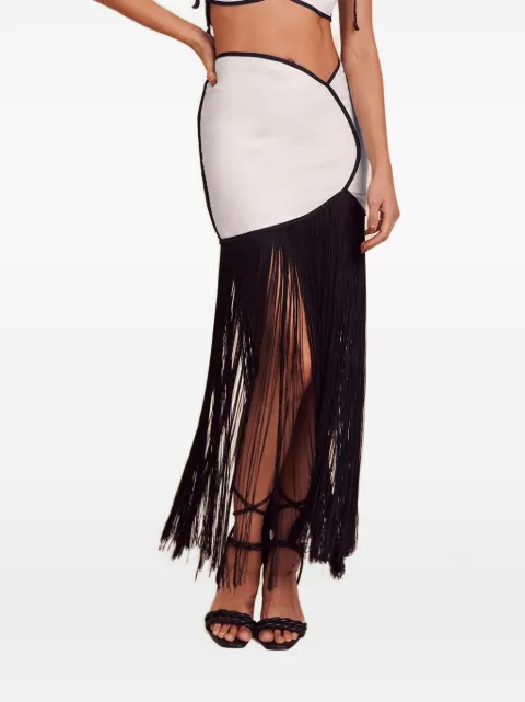 AZULU Joelle fringe-trim piping maxi skirt White PTWSKSS2664BLRTES28