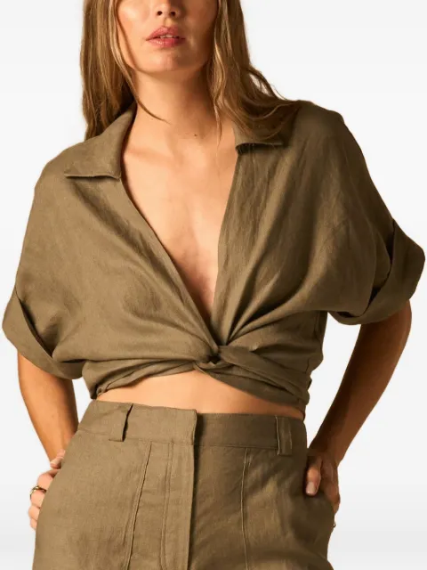 JBQ Chiara twist-front cropped top Green T104212
