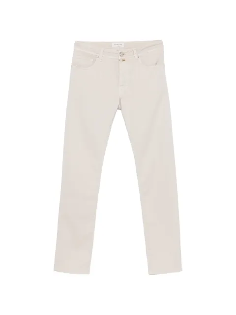 Jacob Cohën Bard logo-patch slim-fit trousers Neutrals JUMQE00436S4216