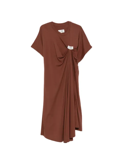 MM6 Maison Margiela logo-patch midi dress Brown S52DD0104M20048