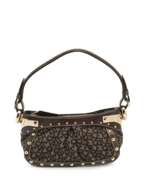 DKNY studded logo-jacquard shoulder bag Neutrals 1363664