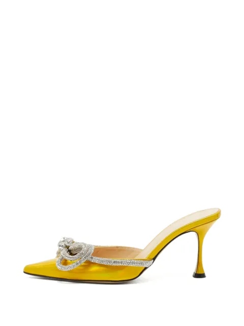 MACH & MACH Double Bow patent leather mules Yellow 1364687