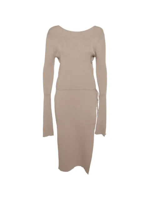 Magda Butrym knitted tie-up top and midi skirt set Neutrals 1365158