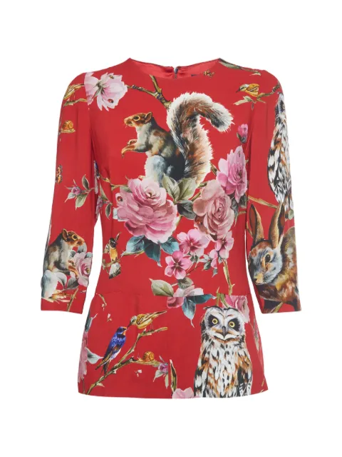 Dolce & Gabbana Pre-Owned Enchanted Forest printed top Red 1365358