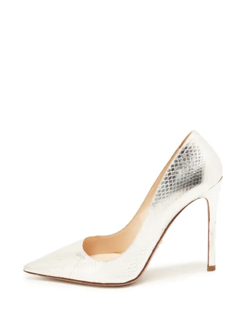 Prada Pre-Owned snakeskin-embossed pointed-toe pumps Silver 1363639
