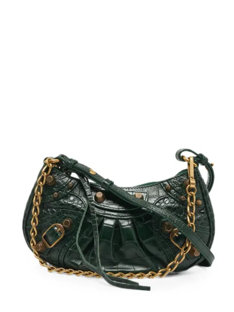 Balenciaga Pre-Owned mini Le Cagole croc-embossed shoulder bag Green 1363638