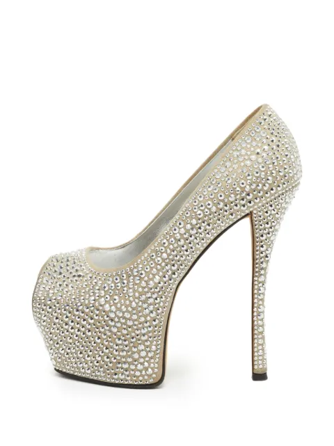 Giuseppe Zanotti Vintage Liza crystal-embellished platform pumps Neutrals 1364271