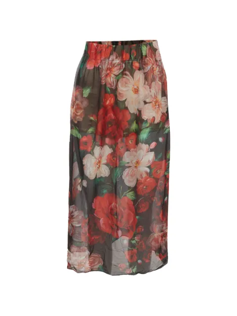 Dolce & Gabbana Pre-Owned floral-print sheer midi skirt Brown 1339083