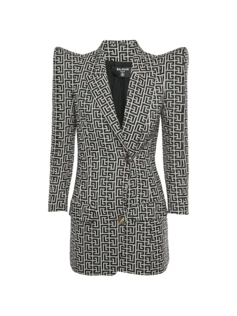 Balmain Pre-Owned monogram peak-shoulder blazer Black 1327516