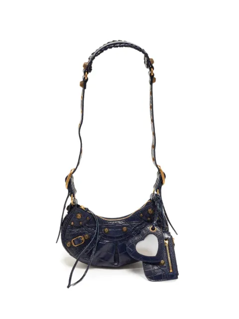 Balenciaga Pre-Owned XS Le Cagole croc-embossed shoulder bag Blue 1365684