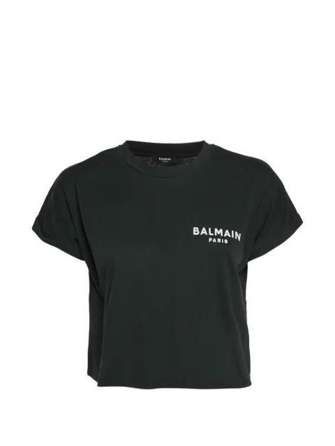 Balmain Pre-Owned logo-print cropped T-shirt Black 1328957
