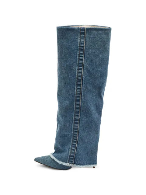 Le Silla pointed-toe denim mid-calf boots Blue 1364767