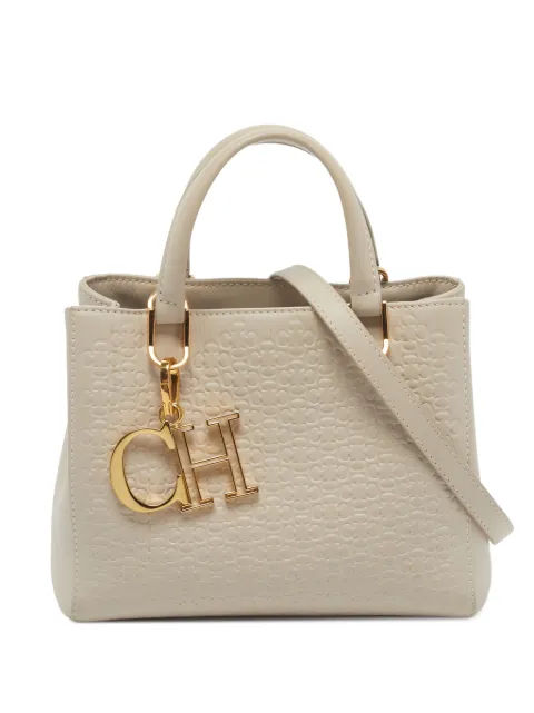 Carolina Herrera Vintage mini Duchess monogram-embossed tote bag Neutrals 1366043
