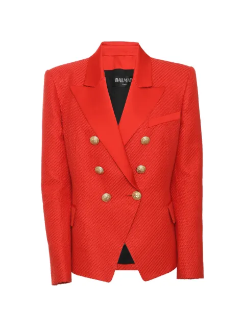 Balmain Pre-Owned double-breasted textured blazer Red 1350520
