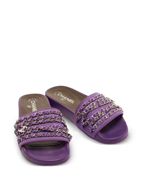 CHANEL Pre-Owned Tropiconic chain-link slides Purple 1366245