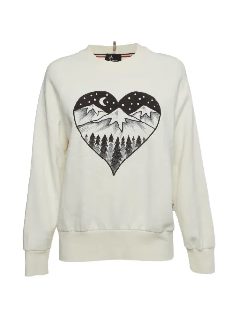 Moncler embroidered long sleeve hoodie White 1364288