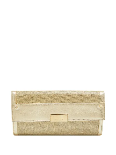 Jimmy Choo Pre-Owned Reese metallic-effect clutch bag Gold 1312578