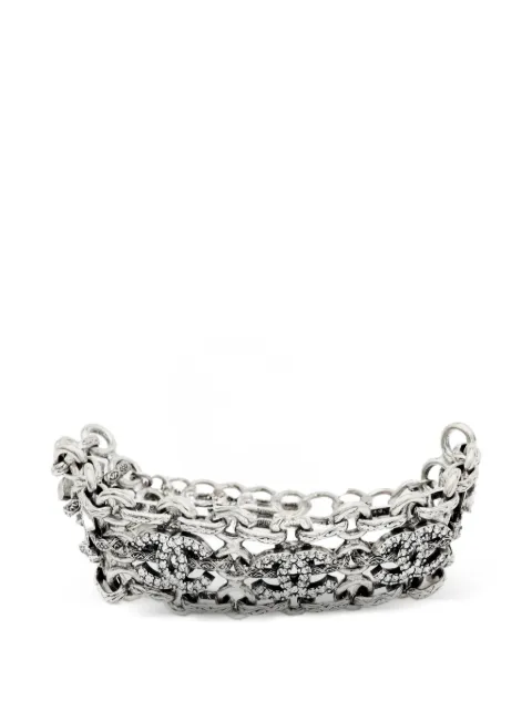 CHANEL Pre-Owned CC-logo crystal-embellished bracelet Silver 1366207