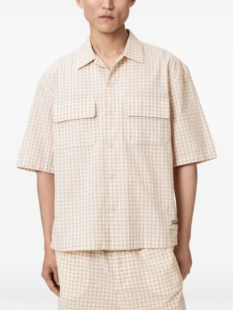 AllSaints Rockland gingham-check short-sleeve shirt Neutrals M102SE