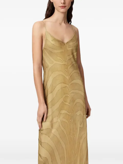 AllSaints Leona zebra-print maxi dress Gold W199DE