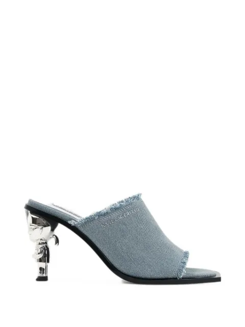 Karl Lagerfeld logo-detail frayed heeled sandals Blue KL39106DDAB