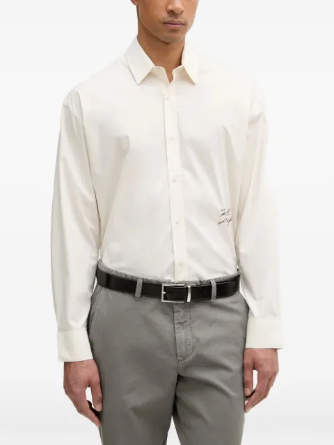 Karl Lagerfeld logo-print button-down cotton shirt Neutrals 605928562600
