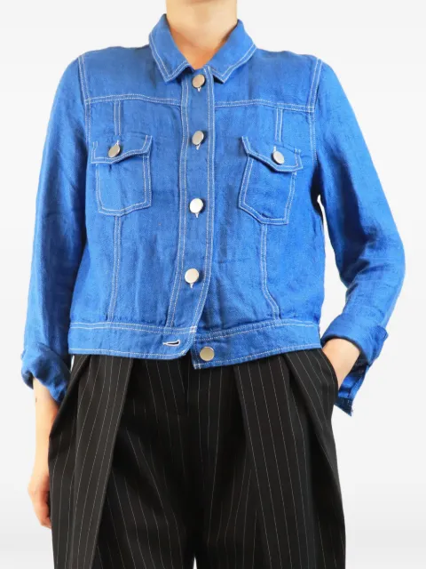 Brora cropped linen jacket Blue BLUECROPPEDLINENJACKET