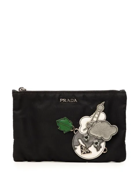 Prada Pre-Owned 2000-2013 Saffiano Trimmed Tessuto Robot pouch Black H7OHGZ7329NZOCEI