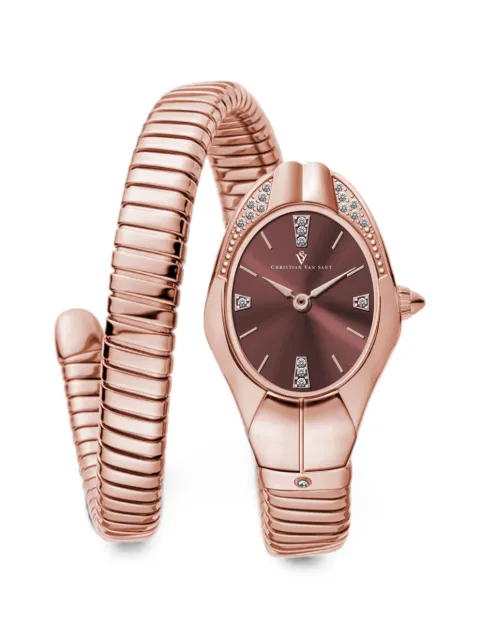 CHRISTIAN VAN SANT Naga crystal-embellished 22mm watch Brown CV0888