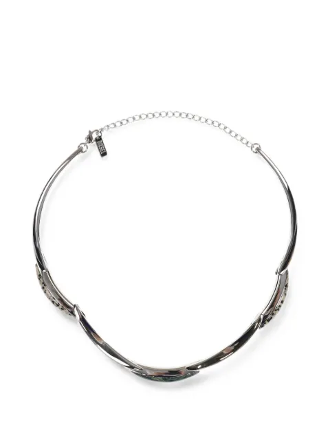 Diesel jasper stone choker necklace Silver DX1677SIL