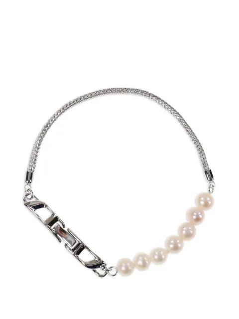 Diesel sterling silver pearl chain bracelet Silver DL1368
