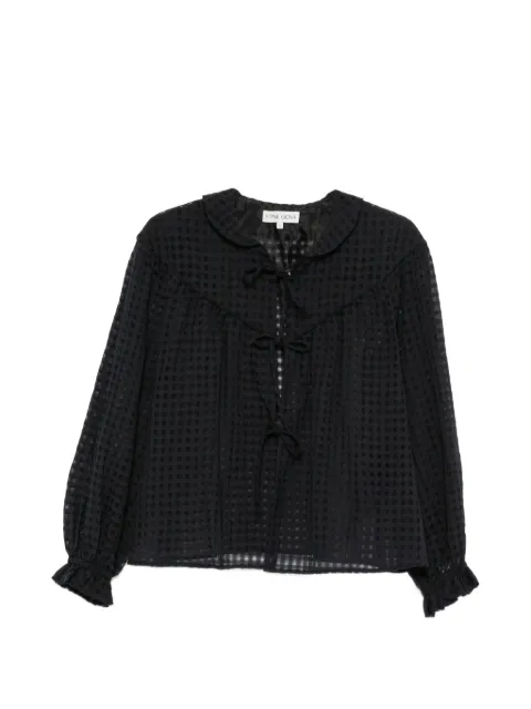 Stine Goya gingham tie-fastening blouse Black SGPF26T223
