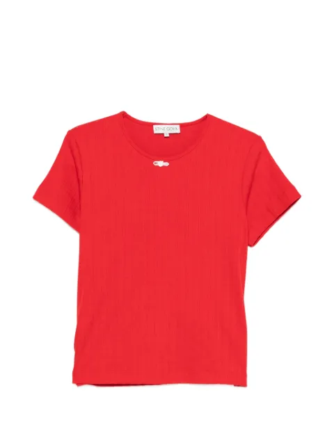 Stine Goya ribbed bow-detail T-shirt Red SGPF26T206B