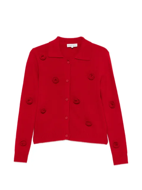 Stine Goya floral-appliqué polo cardigan Red SGPF26K0892530