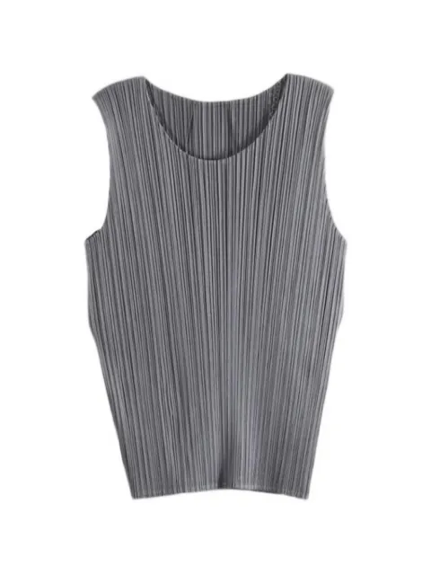 Pleats Please Issey Miyake pleated sleeveless top Grey PP67JK101