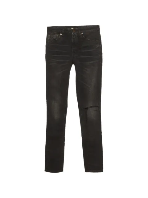Saint Laurent Pre-Owned distressed slim-fit jeans Black 1364083