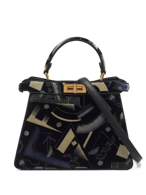 Fendi Pre-Owned 2022 Peekaboo ISeeU medium printed velvet top handle bag Blue 1363041