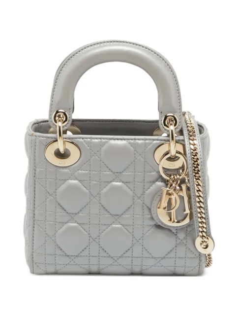 Christian Dior Pre-Owned 2017 mini Lady Dior Cannage tote bag Grey 1363619